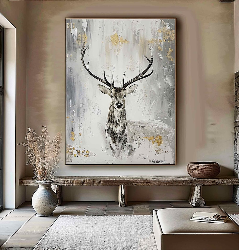 Deer Oil Painting-#A01