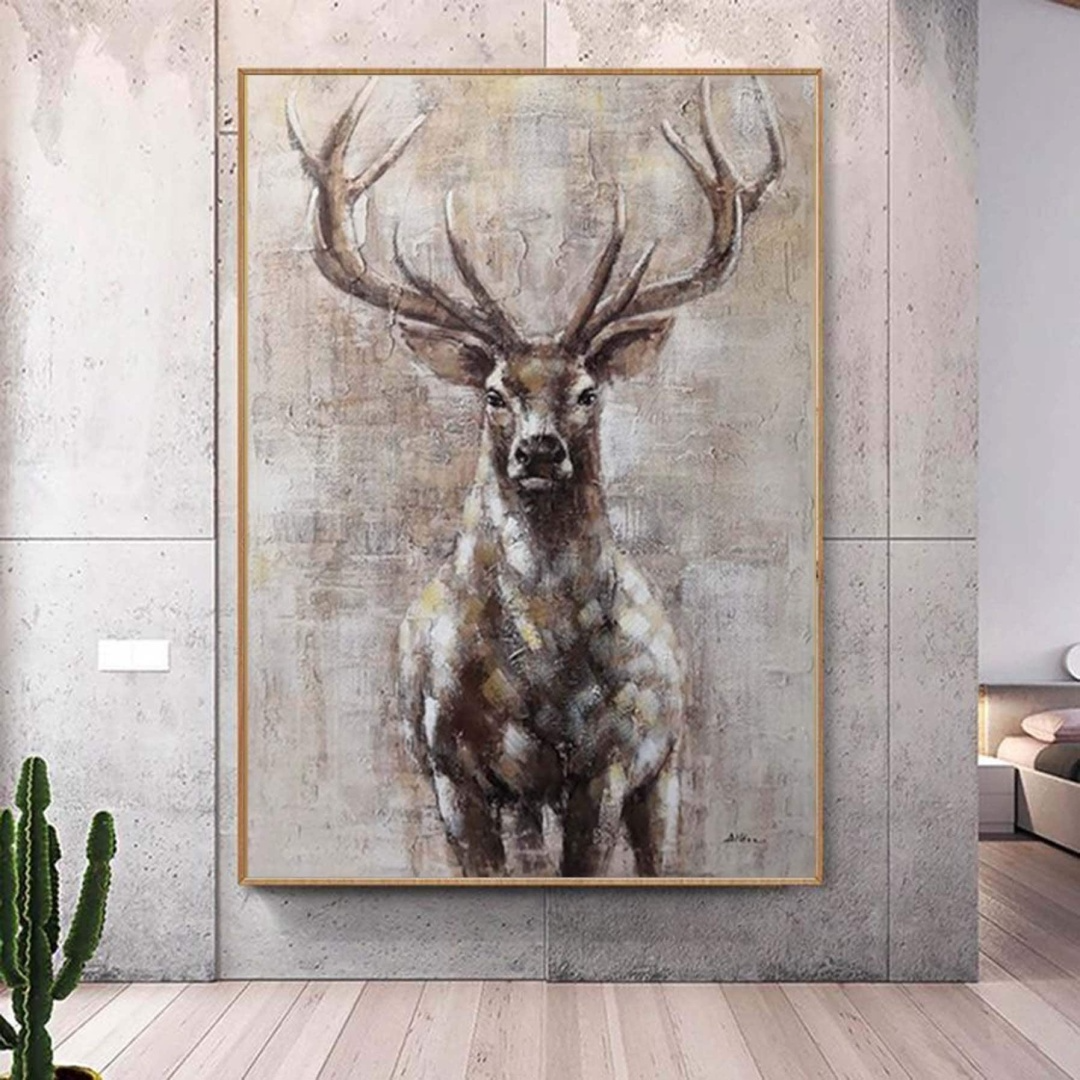 Deer oil painting