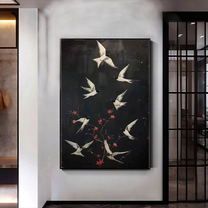 Black White Bird Art