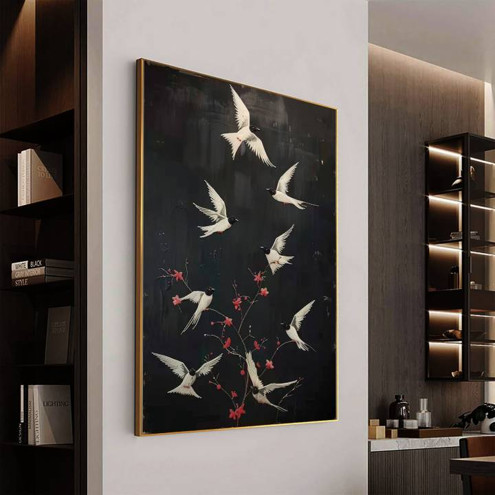 Black White Bird Art