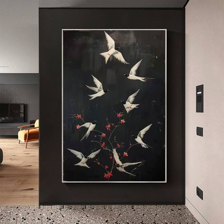 Black White Bird Art