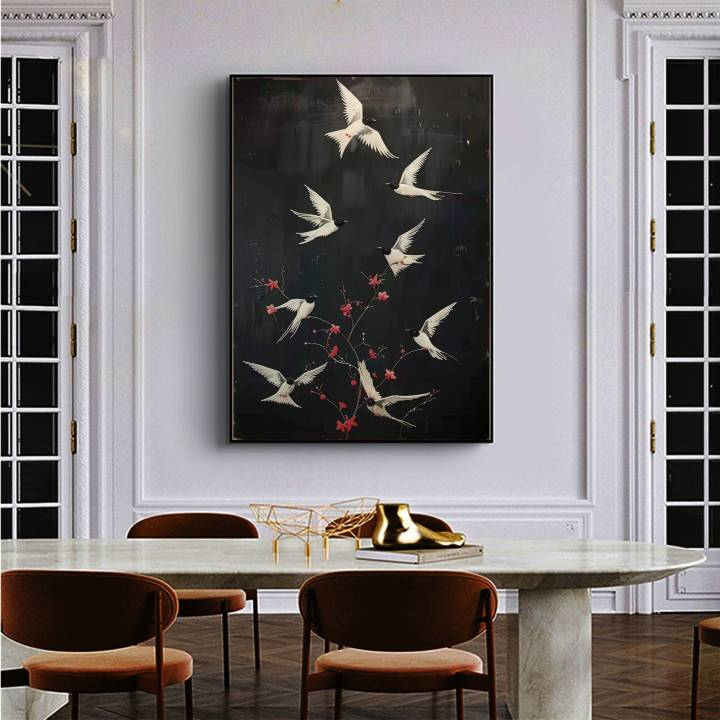 Black White Bird Art