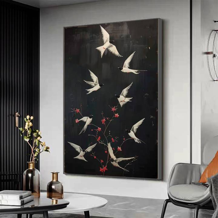 Black White Bird Art