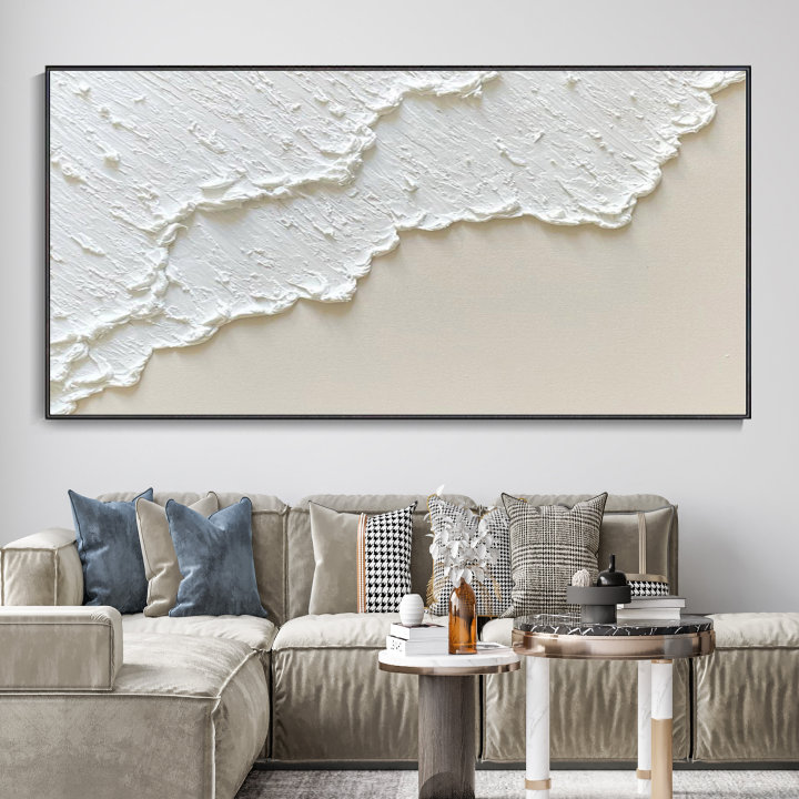 Beige Ocean Waves Art