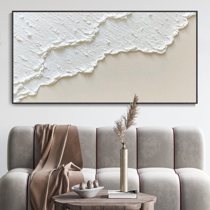 Beige Ocean Waves Art