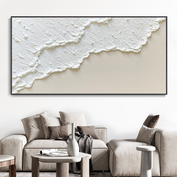 Beige Ocean Waves Art