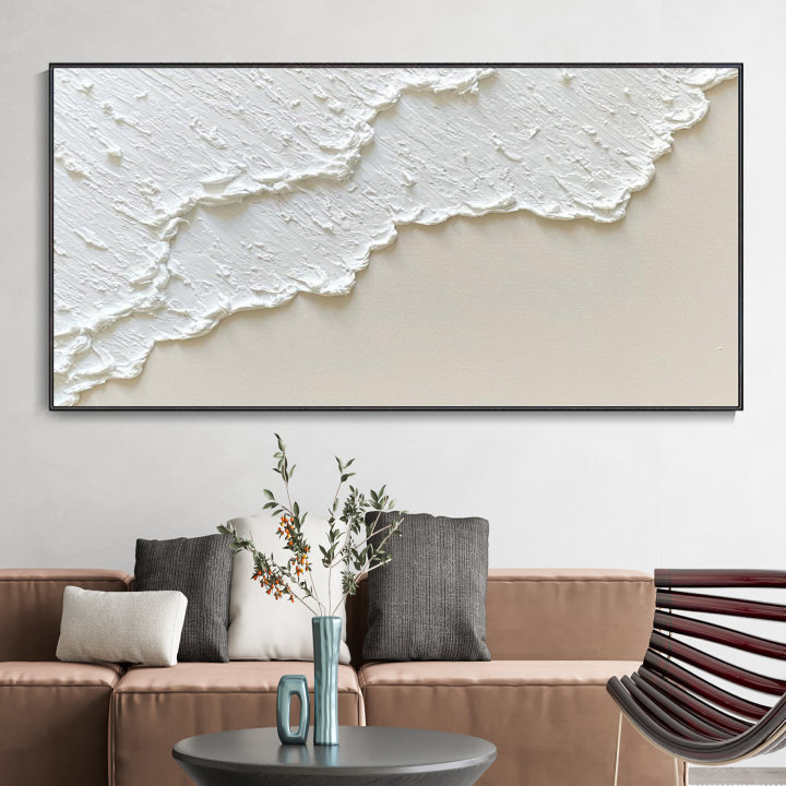 Beige Ocean Waves Art