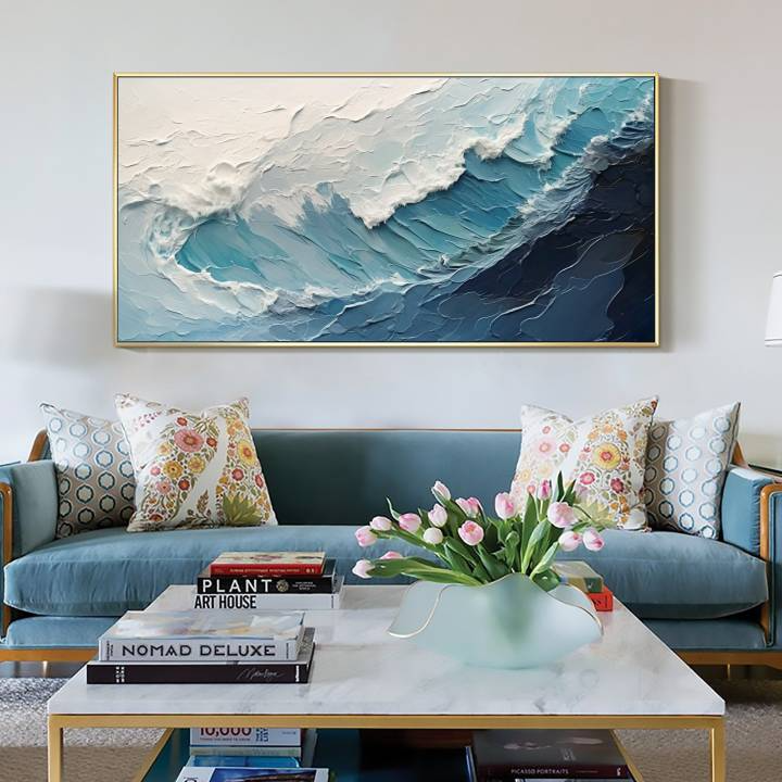 Blue Ocean Waves Art