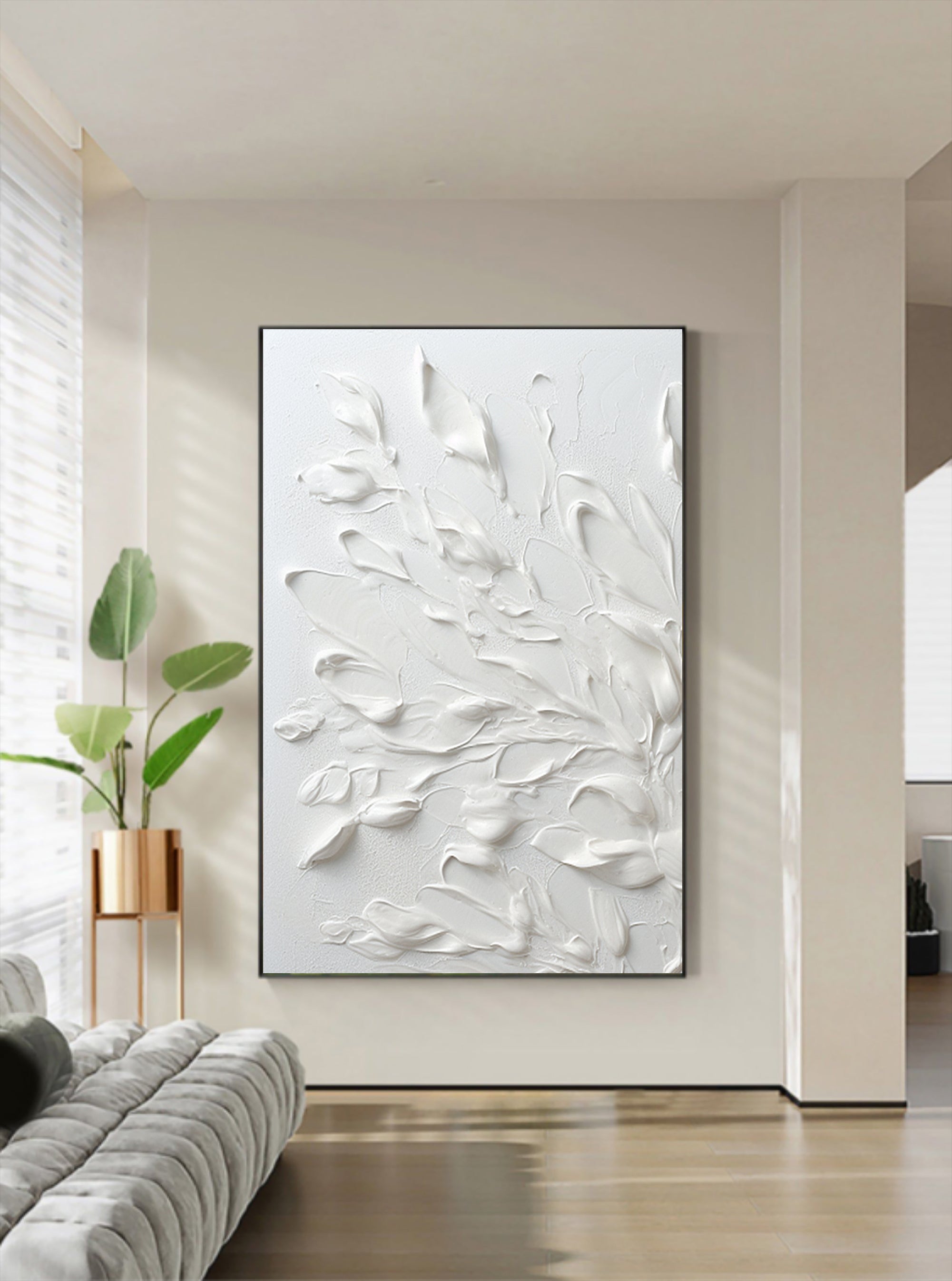 White Leaves Oil Painting