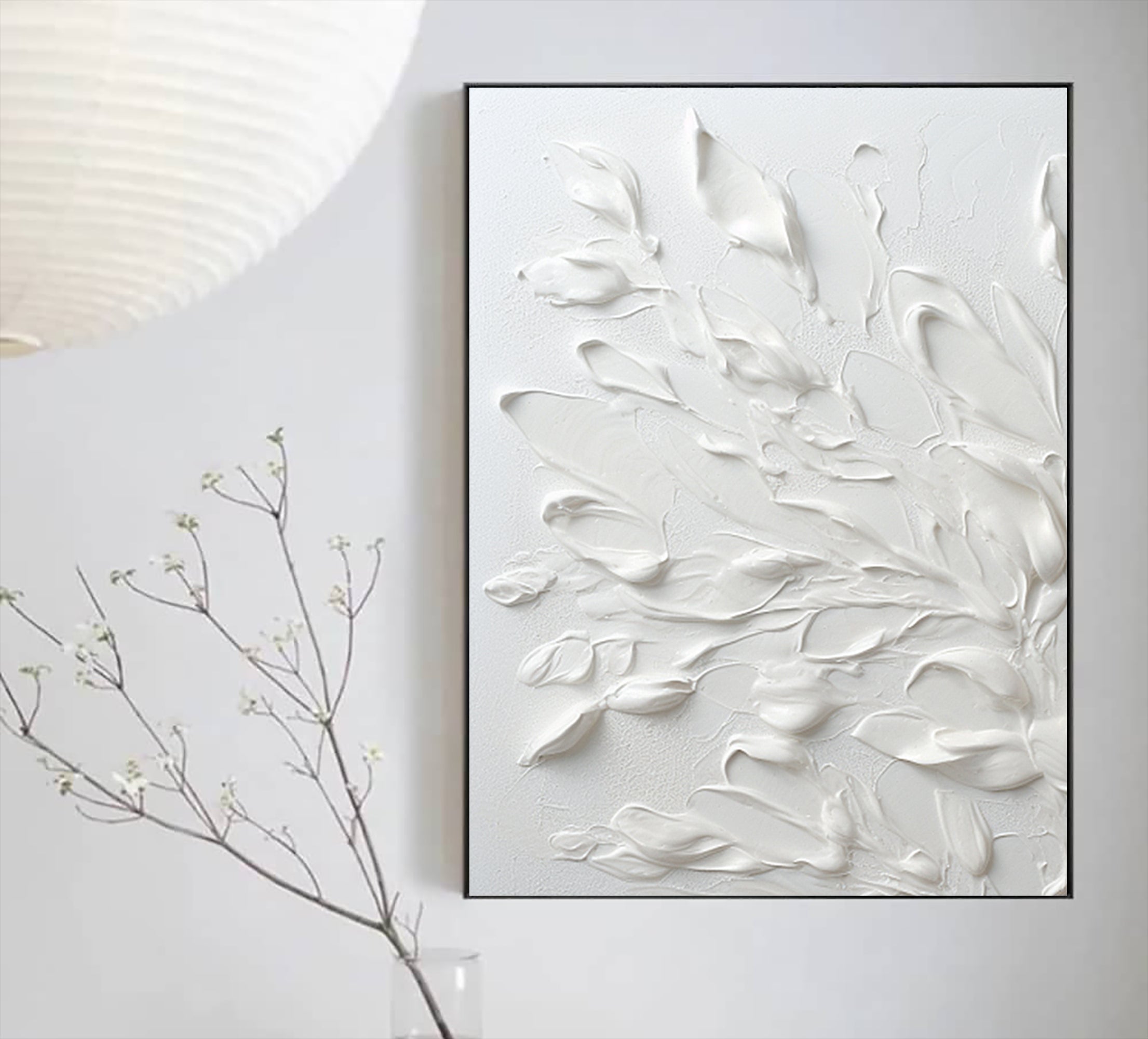 White Leaves Oil Painting