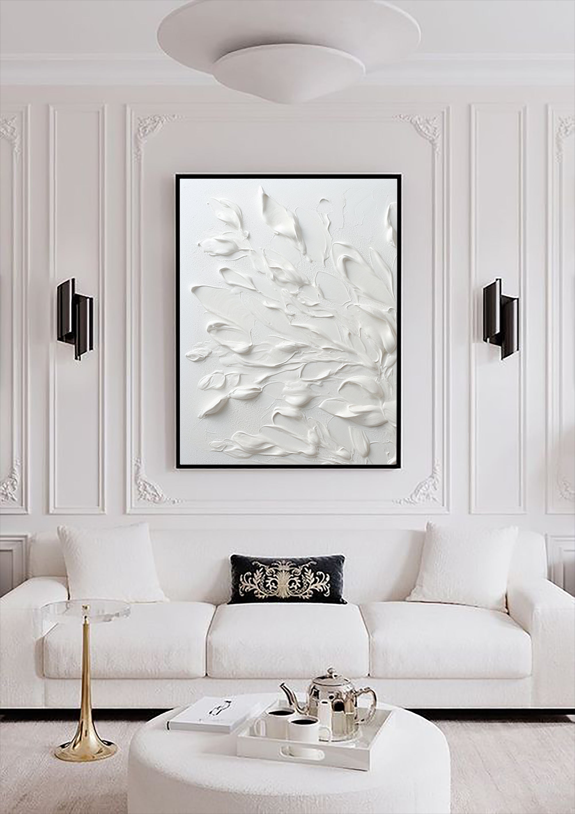 White Leaves Oil Painting