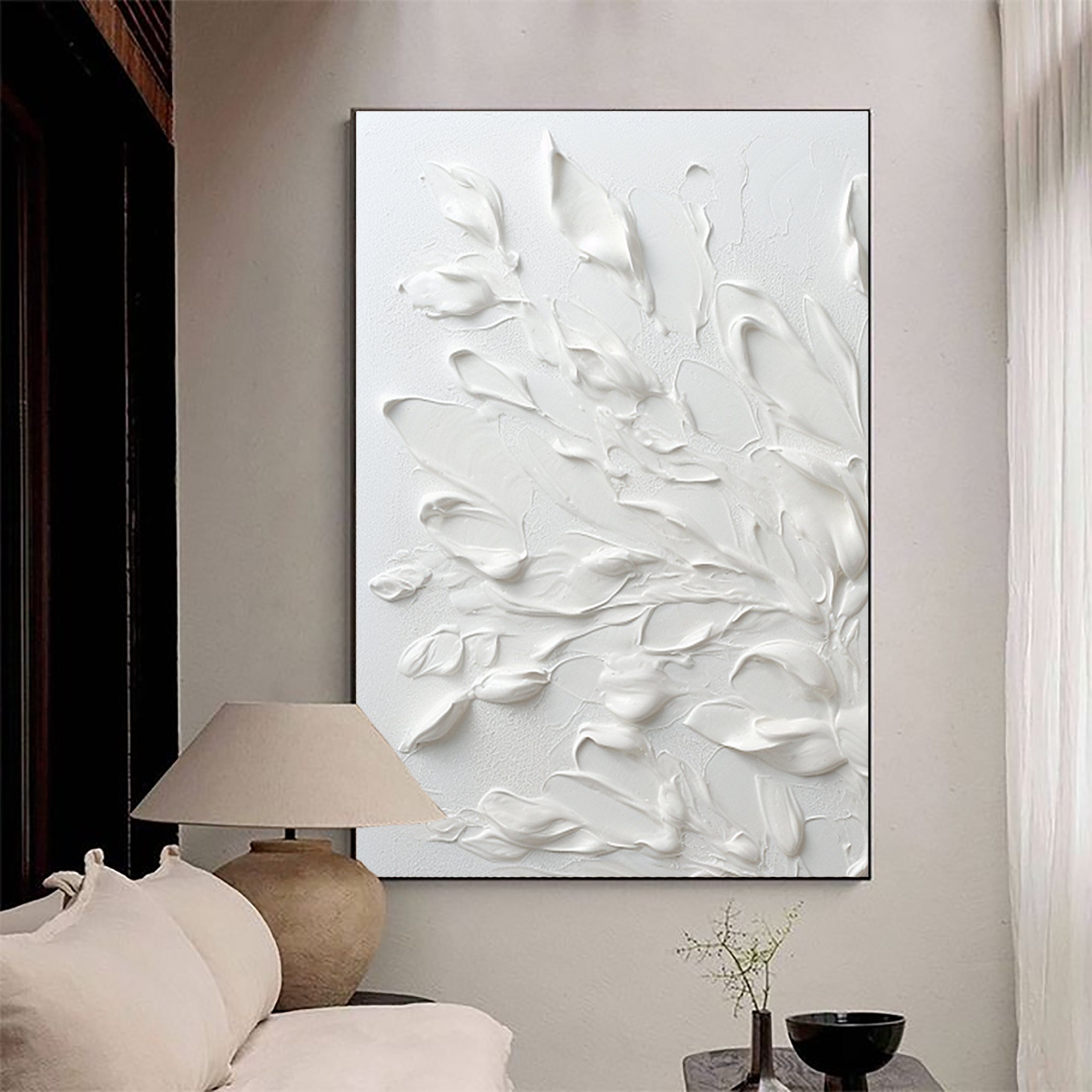 White Leaves Oil Painting