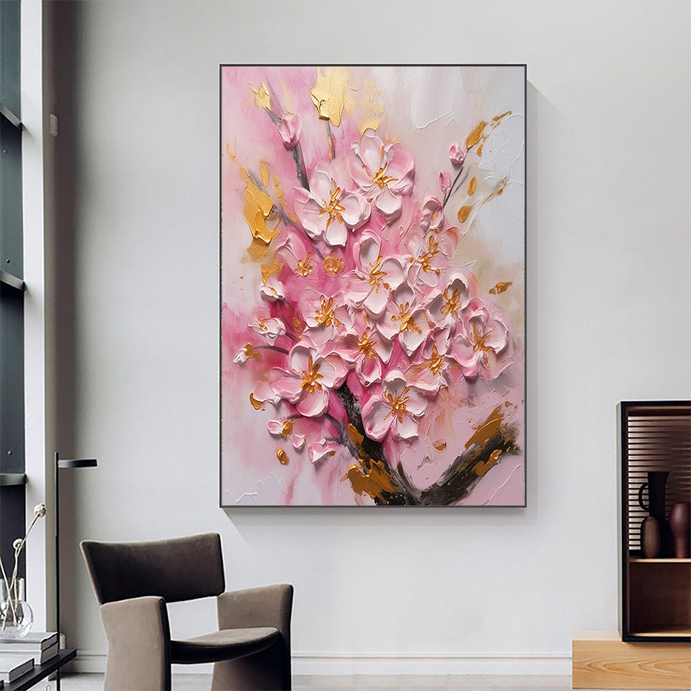 Pink Gold Tree Painting