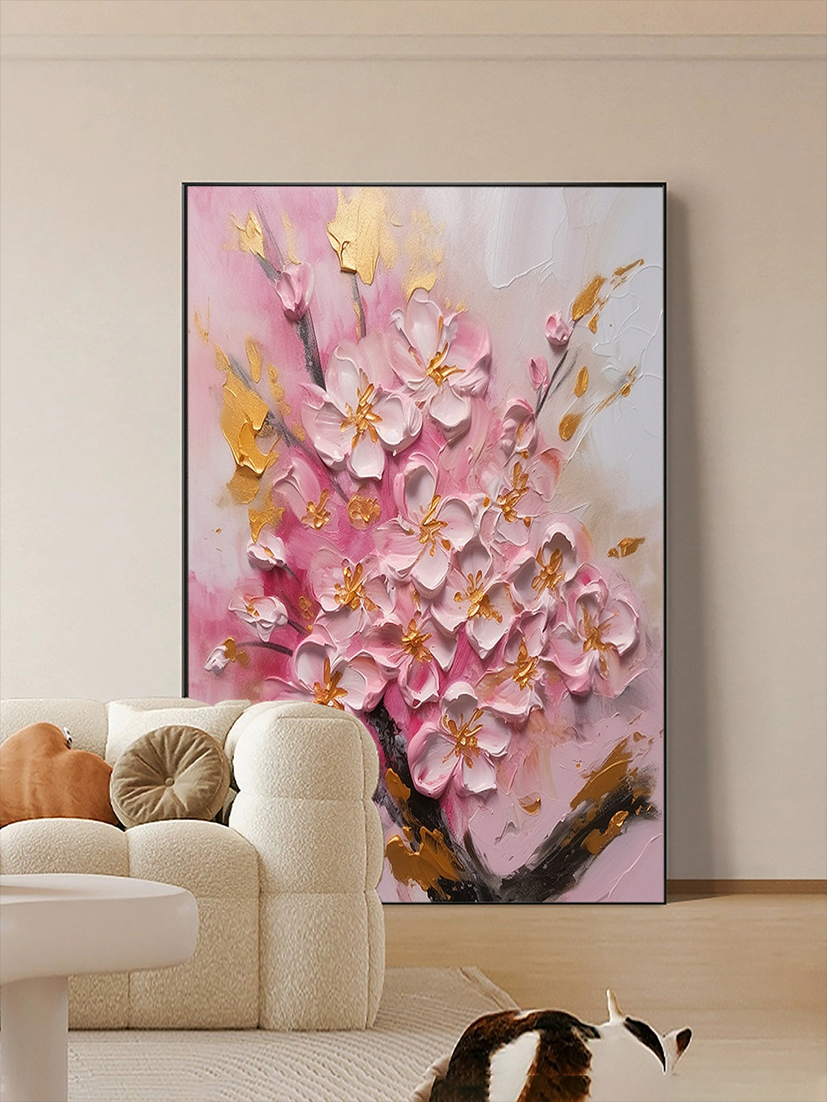 Pink Gold Tree Painting