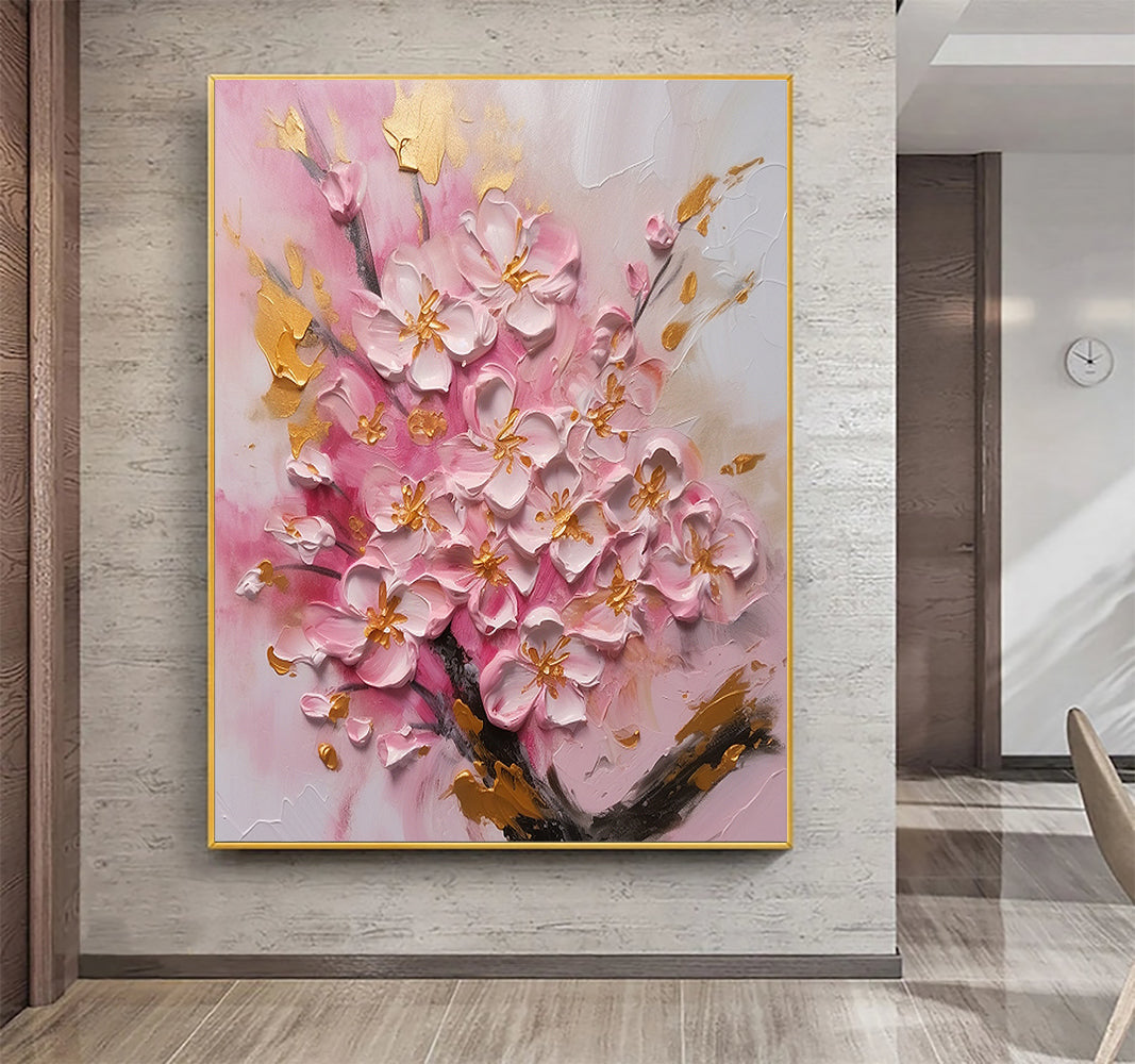 Pink Gold Tree Painting