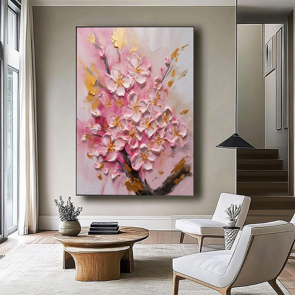 Pink Gold Tree Painting