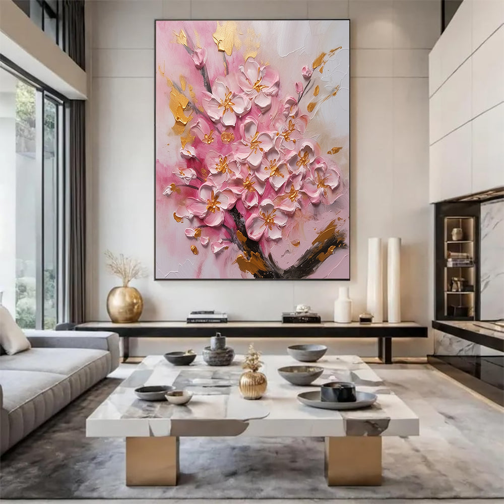 Pink Gold Tree Painting