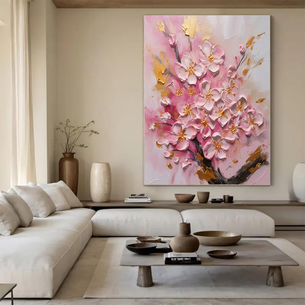 Pink Gold Tree Painting