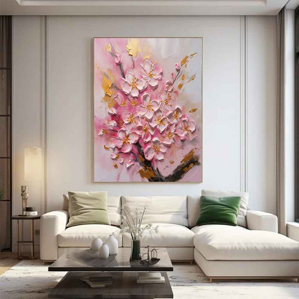 Pink Gold Tree Painting