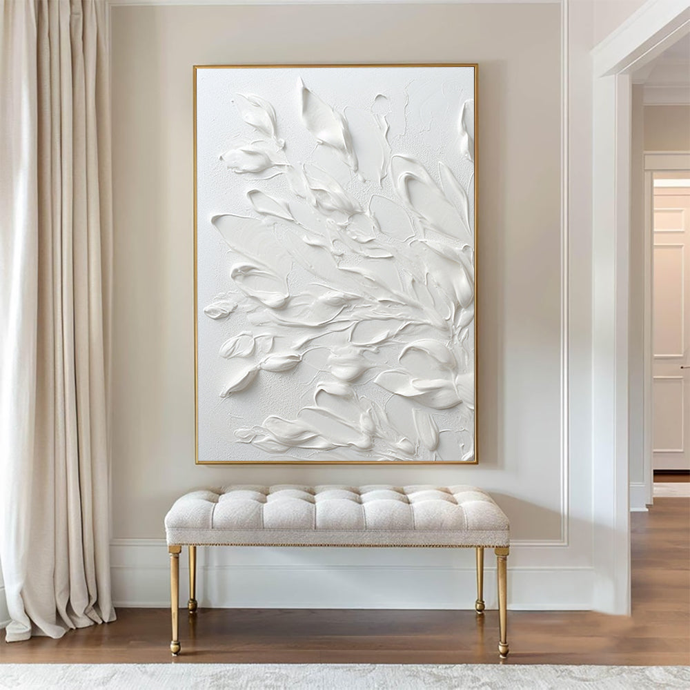 3D White Leaf Art