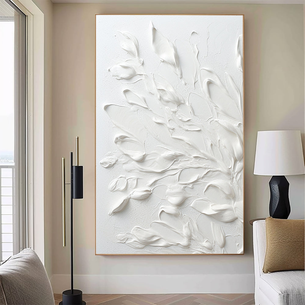 3D White Leaf Art