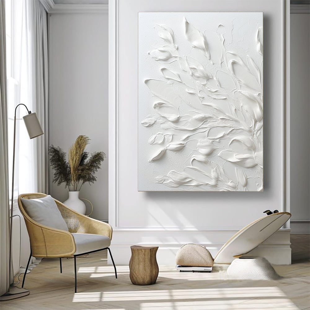 3D White Leaf Art