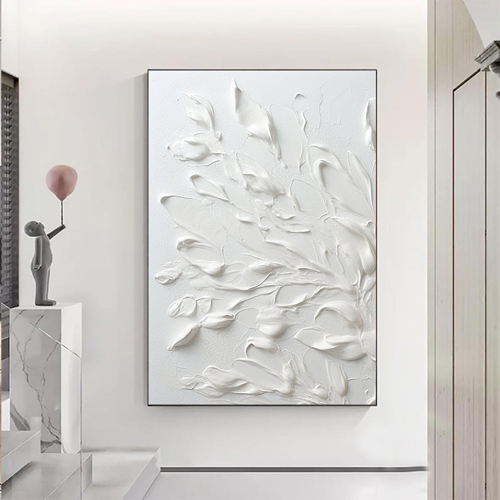 3D White Leaf Art